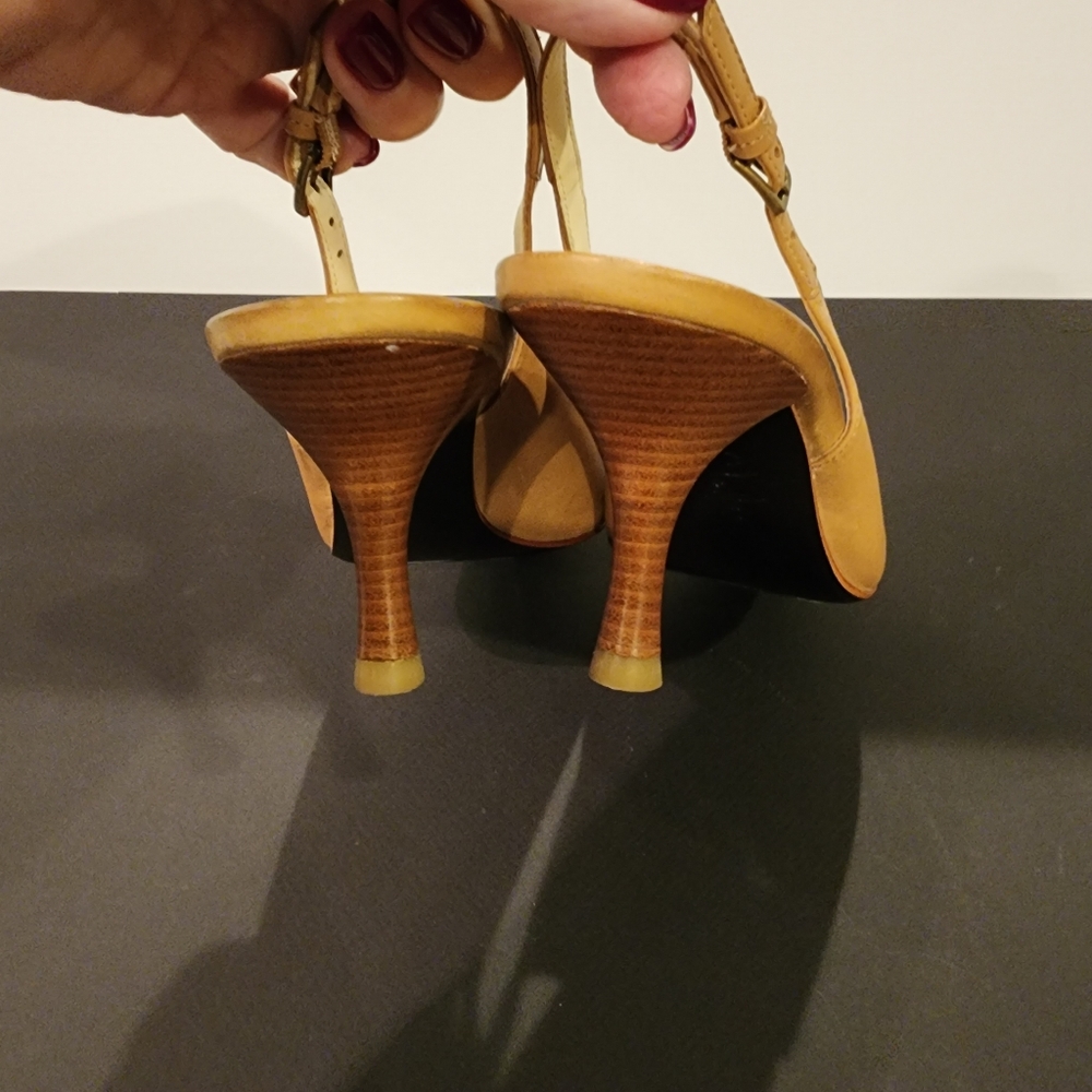 Cole Haan Tan Slingback Heels - Picture 3 of 10